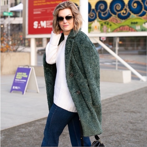 Halogen x Atlantic-Pacific Teal Teddy Coat - Picture 2 of 6